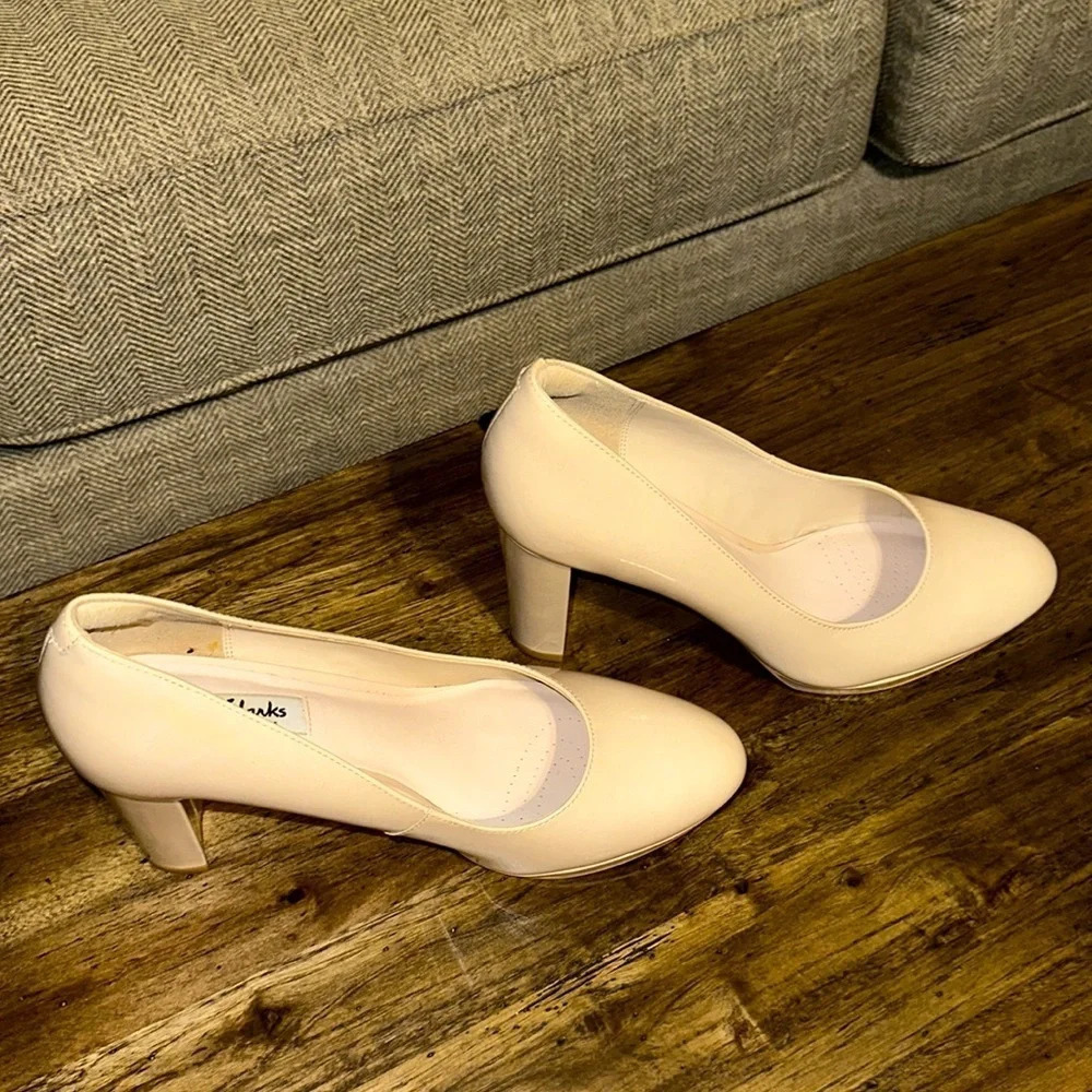 CLARKS NARRATIVE KENDRA SIENNA NUDE PATENT ROSE PALE LEATHER 9.5 WOMEN SHOE - Picture 14 of 16